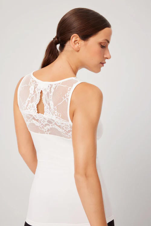 Camiseta Térmica Ysabel Mora de Encaje sin Mangas Panacotta