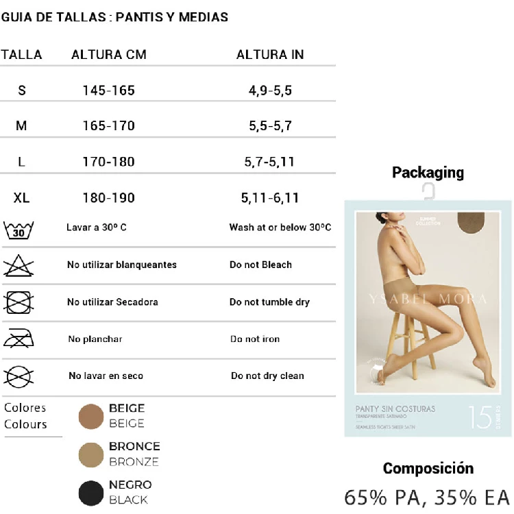panty mujer ysabel mora 16845 15 den pack de 6 YM16845 8